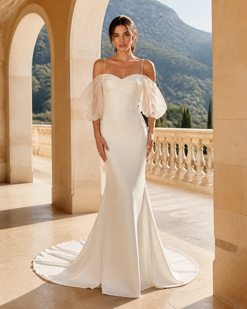 MANT Sweetheart Puff-Sleeve Mermaid Wedding Dress