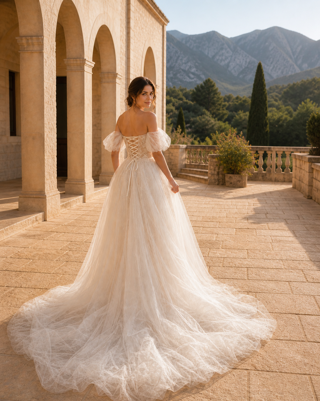 MANT Off-Shoulder Lace Overskirt Mermaid Wedding Dress