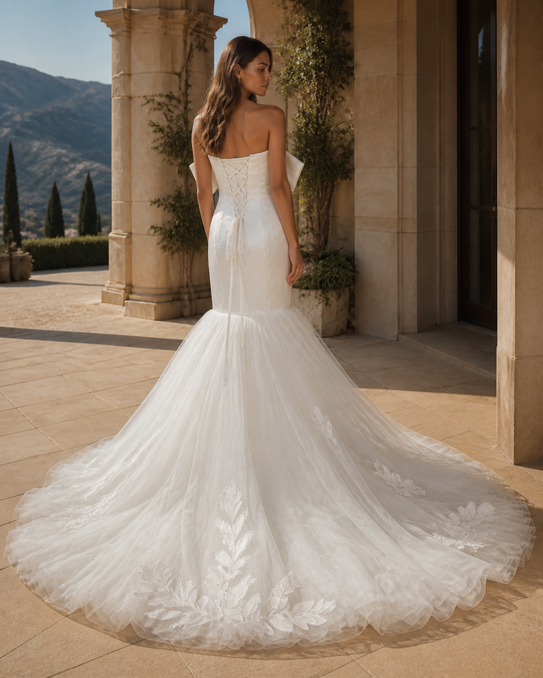 MANT Sculpted Bow Off-Shoulder Mermaid Wedding Dress