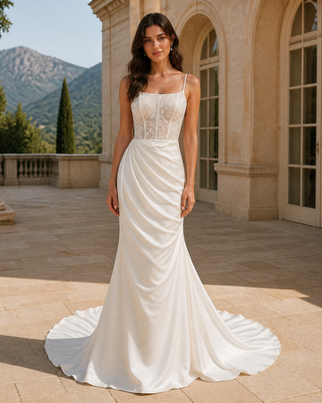 MANT Strapless Sheer-Look Corset Mermaid Wedding Dress