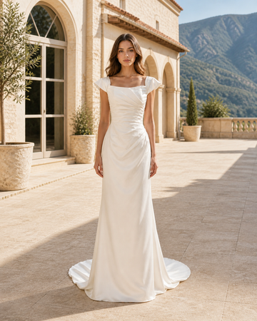 MANT Asymmetric Folded Mermaid Wedding Dress