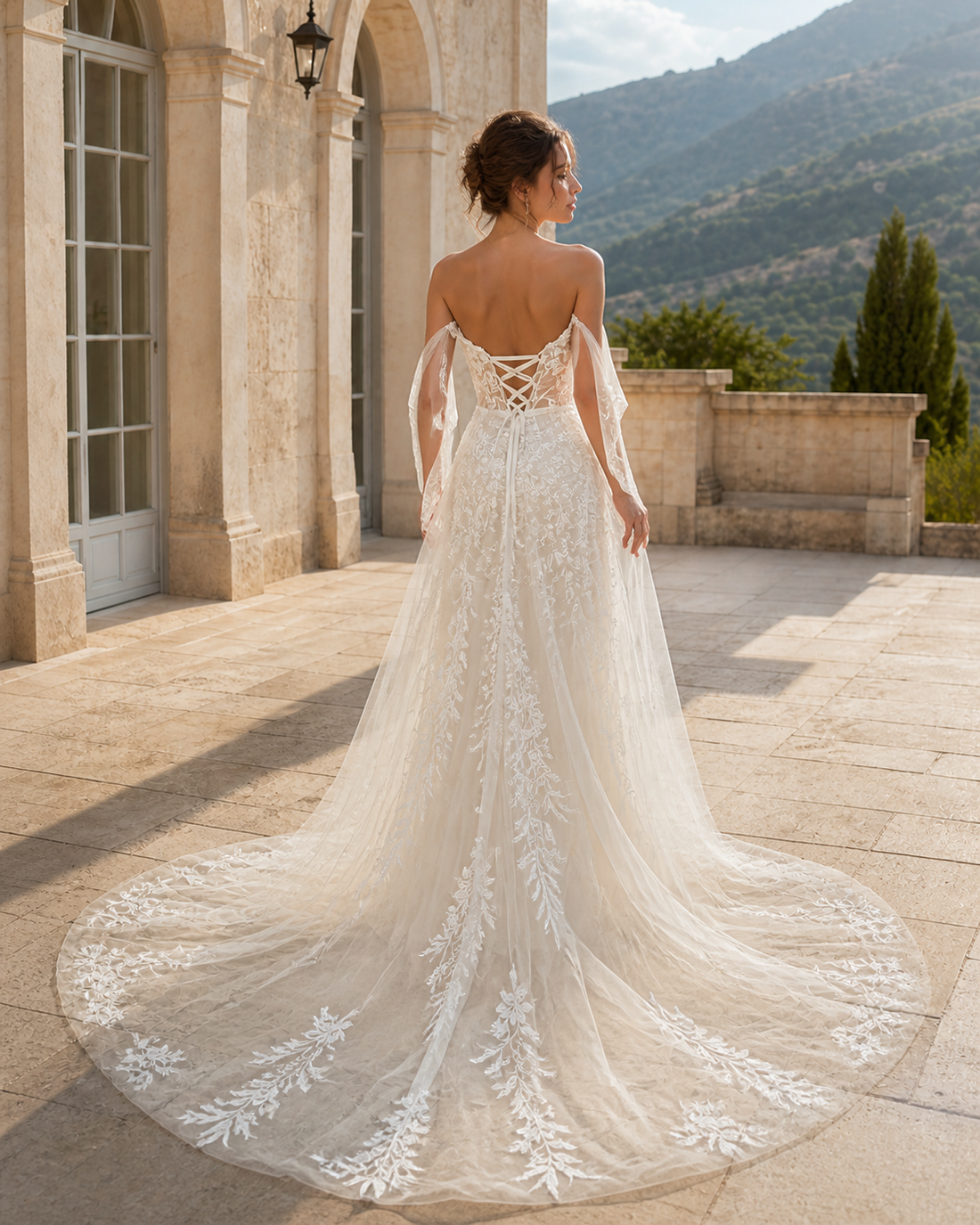 MANT Strapless Textured Mermaid Wedding Dress