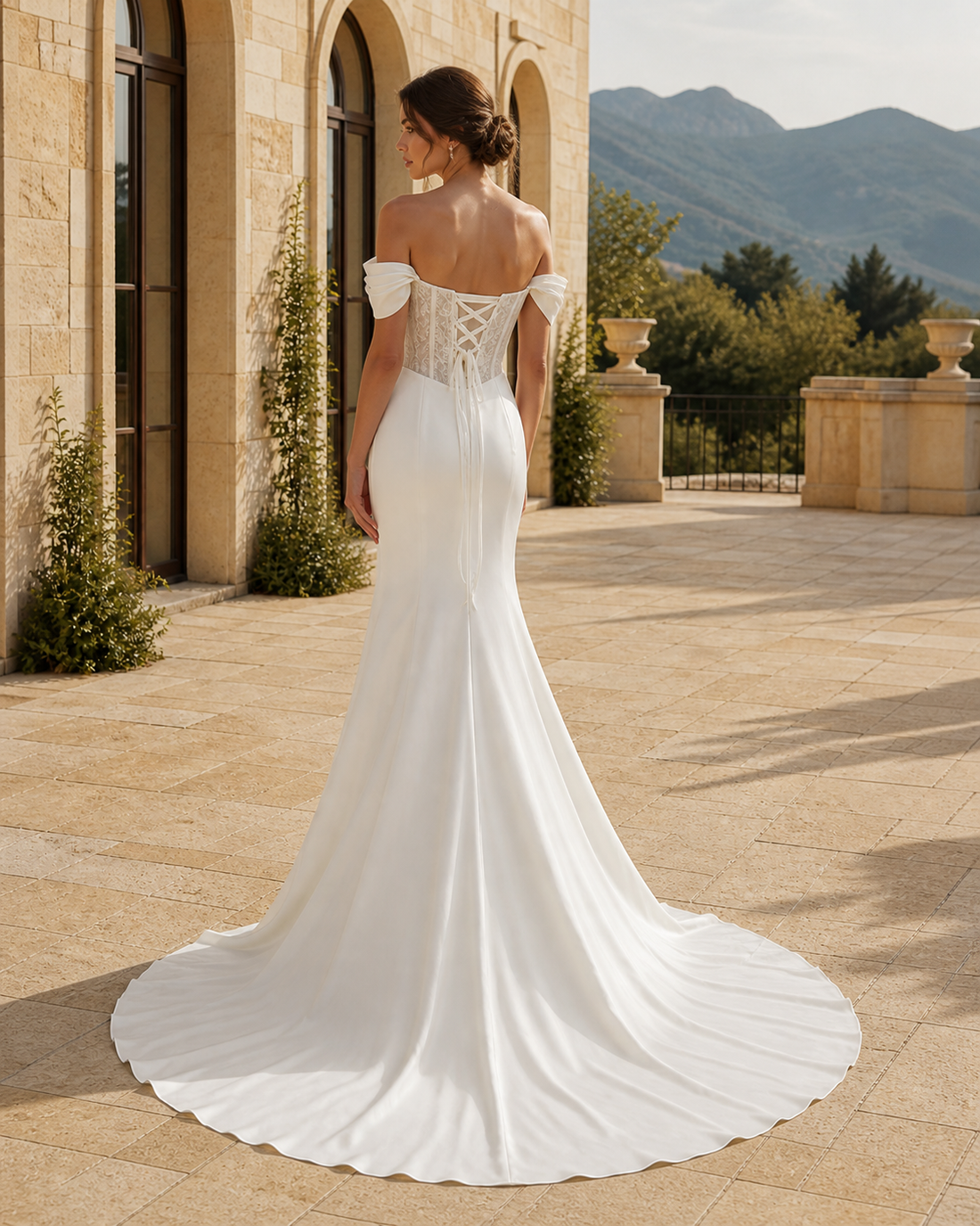 MANT Sheer-Look Corset Front-Slit Mermaid Wedding Dress