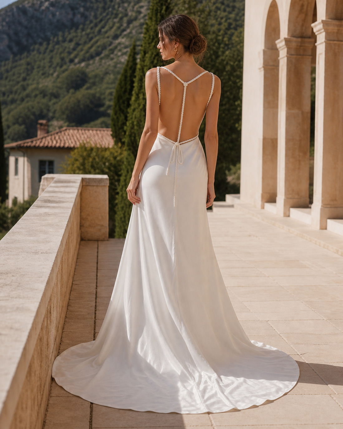MANT Cowl-Neck Strappy-Back Mermaid Wedding Dress