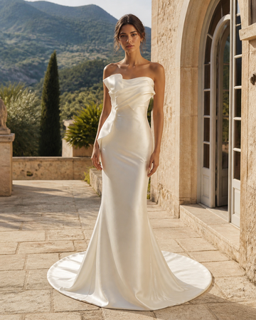 MANT Foldover Off-Shoulder Mermaid Wedding Dress