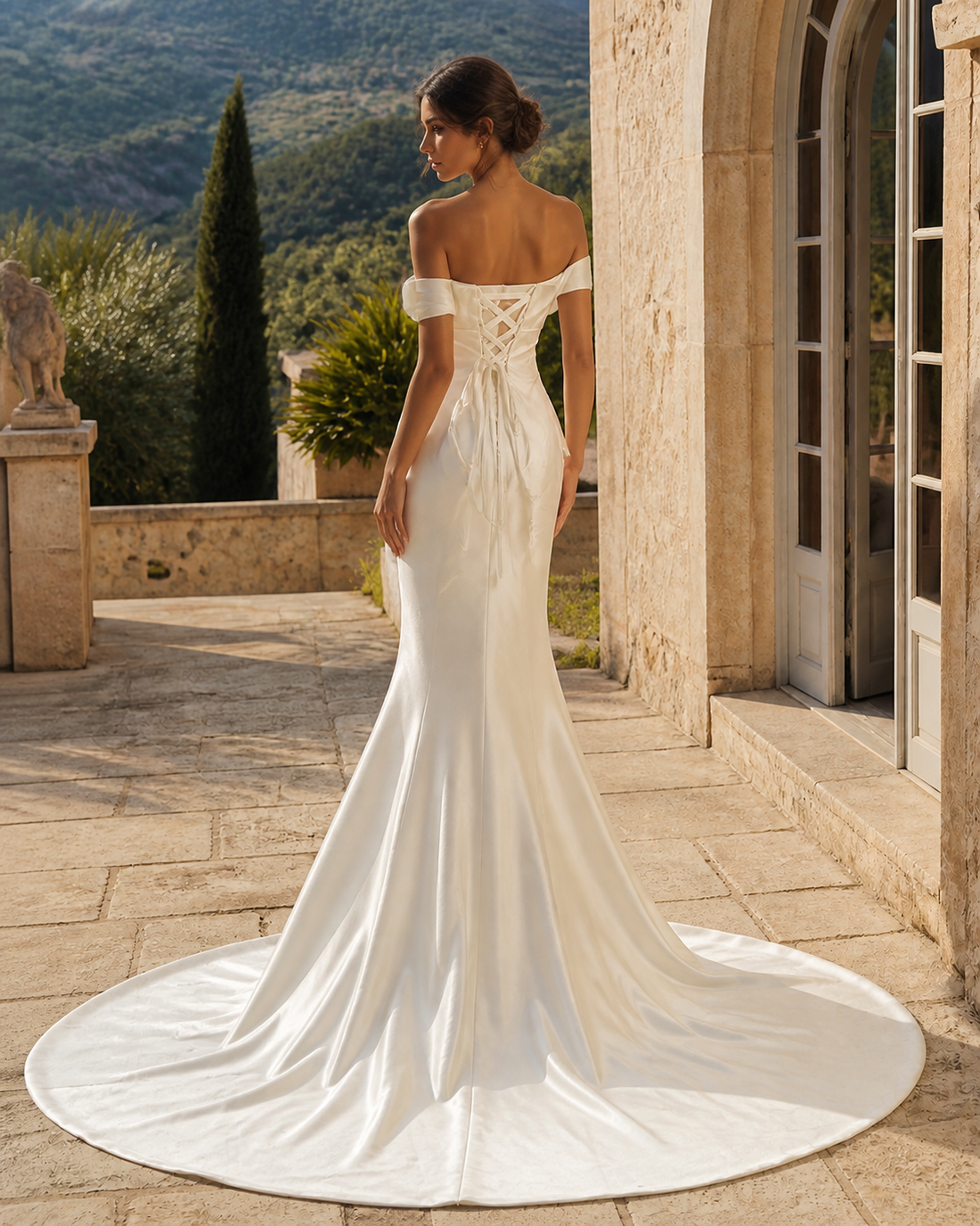 MANT Foldover Off-Shoulder Mermaid Wedding Dress