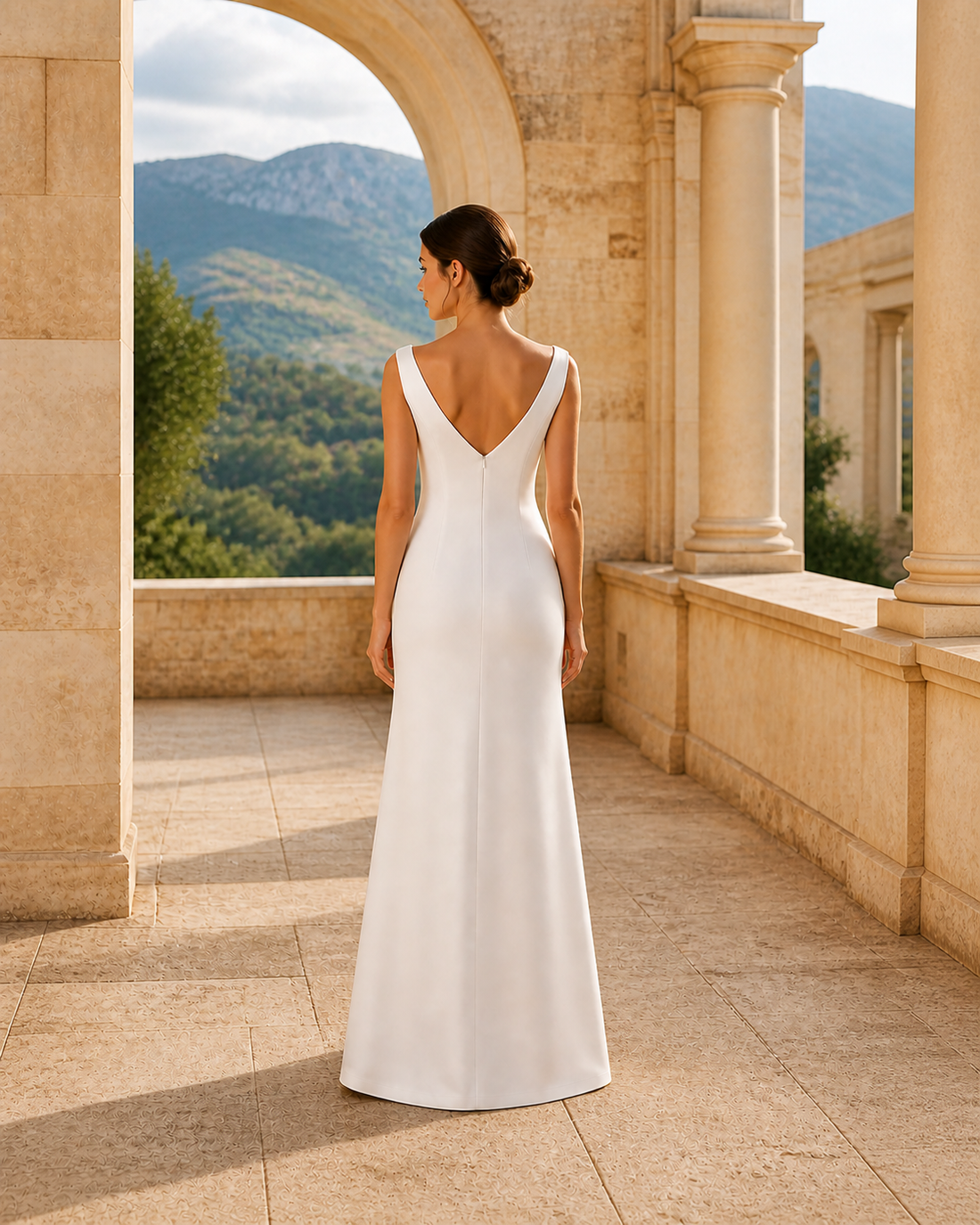 MANT Bateau Neckline Sleeveless Cut Column Wedding Dress