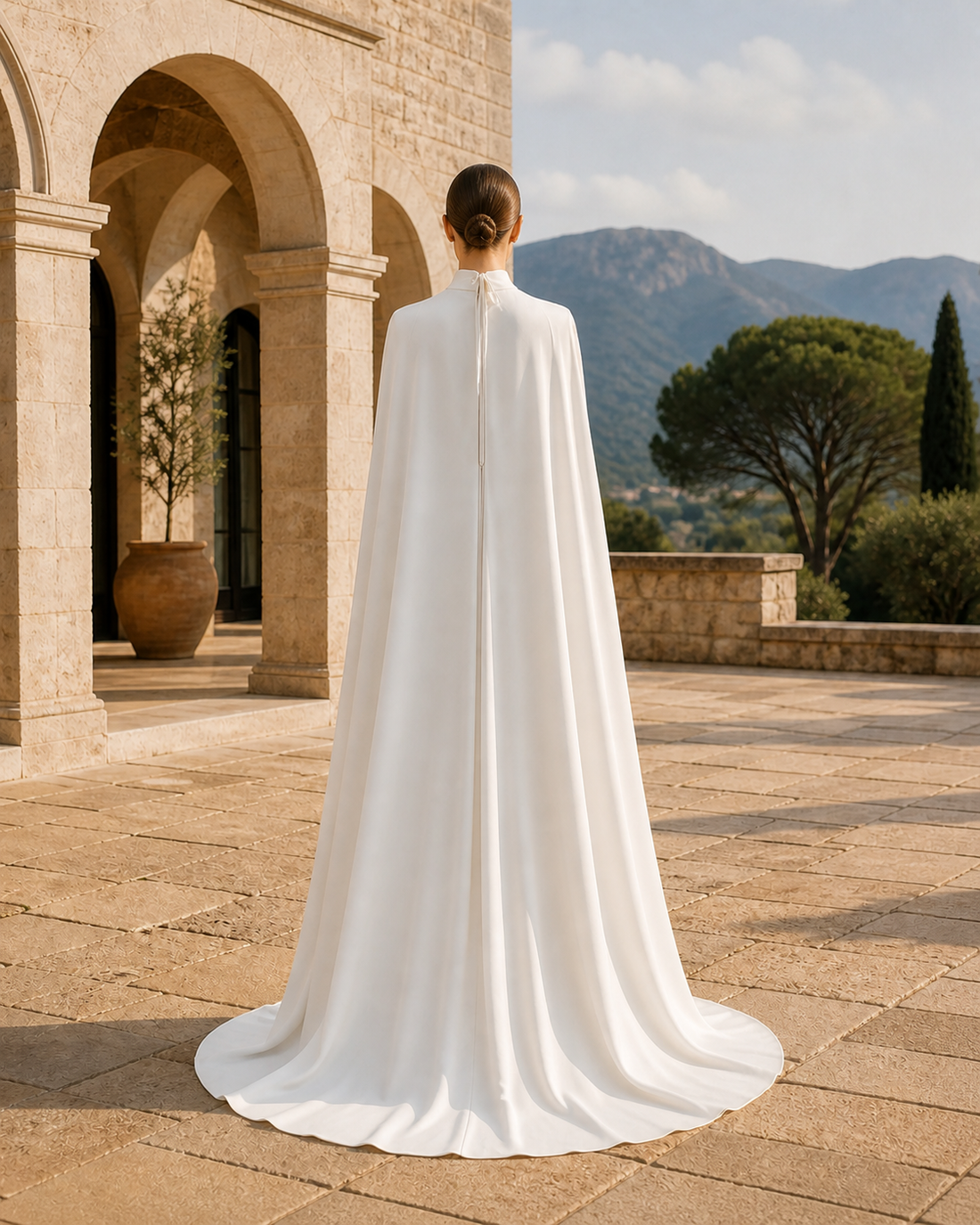MANT High Halter Neckline Clean Fitted Bodice Mini Wedding Dress