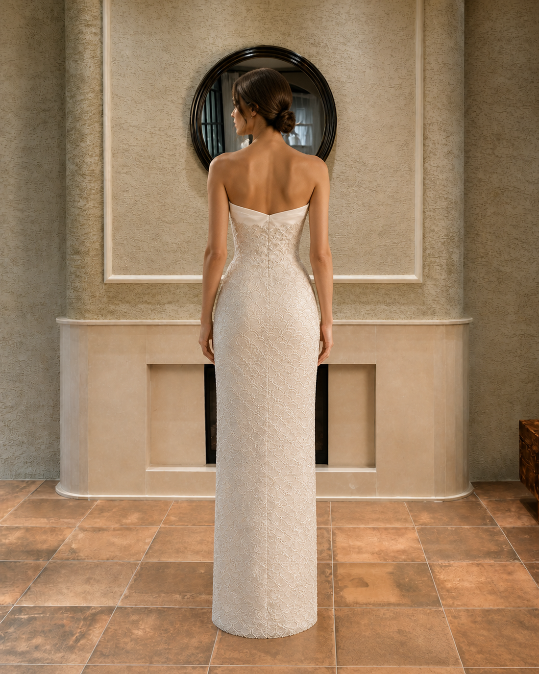 MANT Sweetheart Neckline Beaded Column Column Wedding Dress