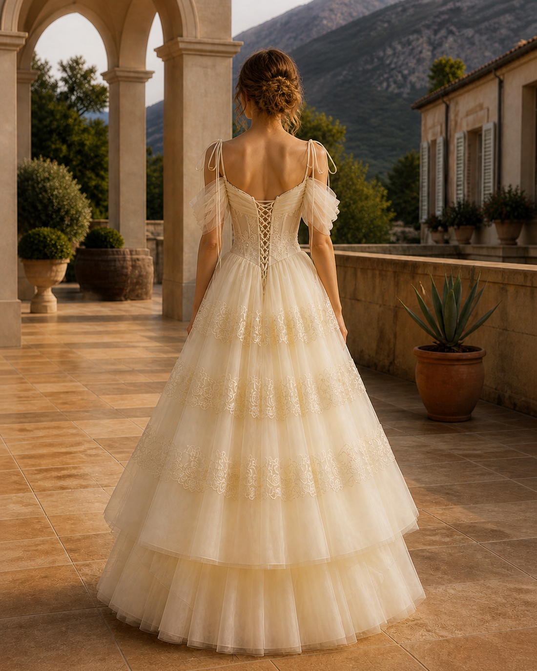 MANT Sweetheart Corset Shoulder Ties A-Line Wedding Dress