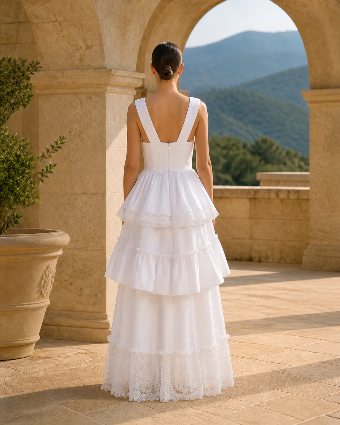 MANT Square Neckline Broad Shoulder Straps A-Line Wedding Dress