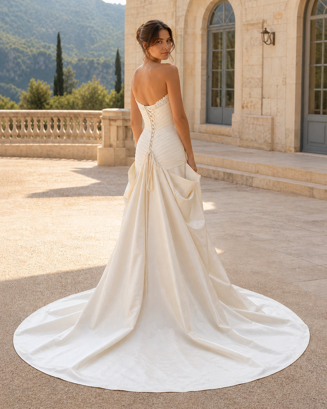 MANT Sweetheart Neckline Ruched Satin Bodice Mermaid Wedding Dress