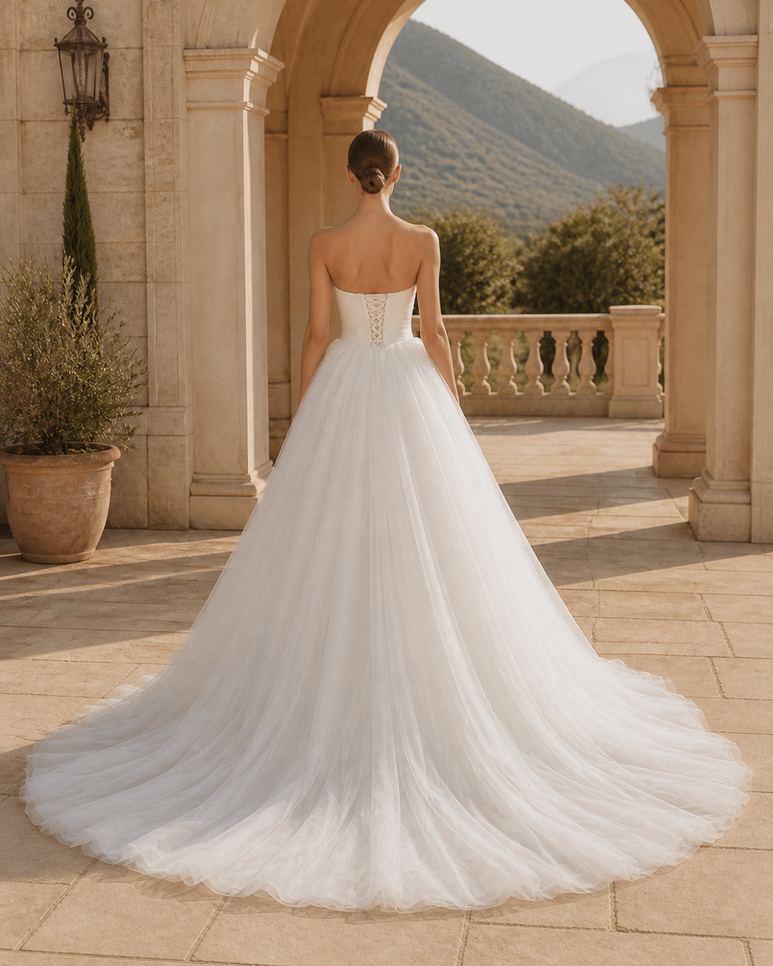 MANT Straight Strapless Neckline Clean Corset Mini Wedding Dress