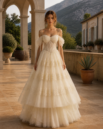 MANT Sweetheart Corset Shoulder Ties A-Line Wedding Dress
