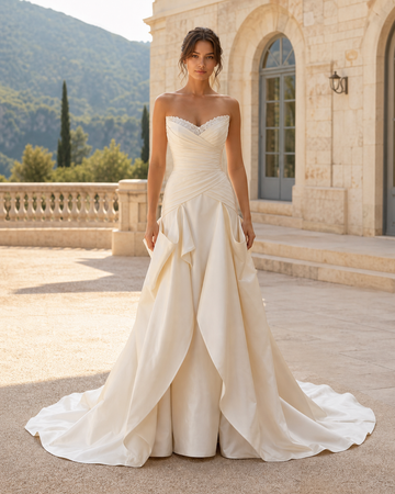 MANT Sweetheart Neckline Ruched Satin Bodice Mermaid Wedding Dress