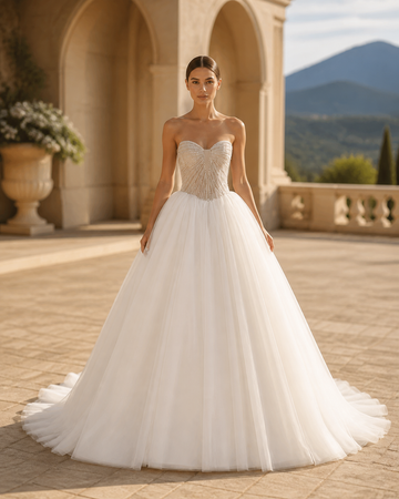 MANT Sweetheart Neckline Textured Corset Ball Gown Wedding Dress
