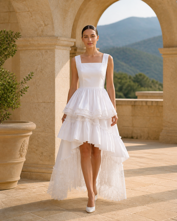 MANT Square Neckline Broad Shoulder Straps A-Line Wedding Dress