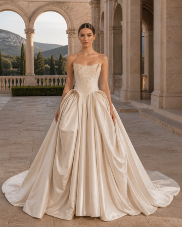 MANT Sweetheart Corset Lace Bodice Ball Gown Wedding Dress