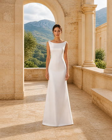 MANT Bateau Neckline Sleeveless Cut Column Wedding Dress
